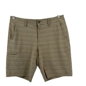 O'Neill Crossover Hybrid Shorts Mens 36 Tan Striped Coastal Surf Boardshorts